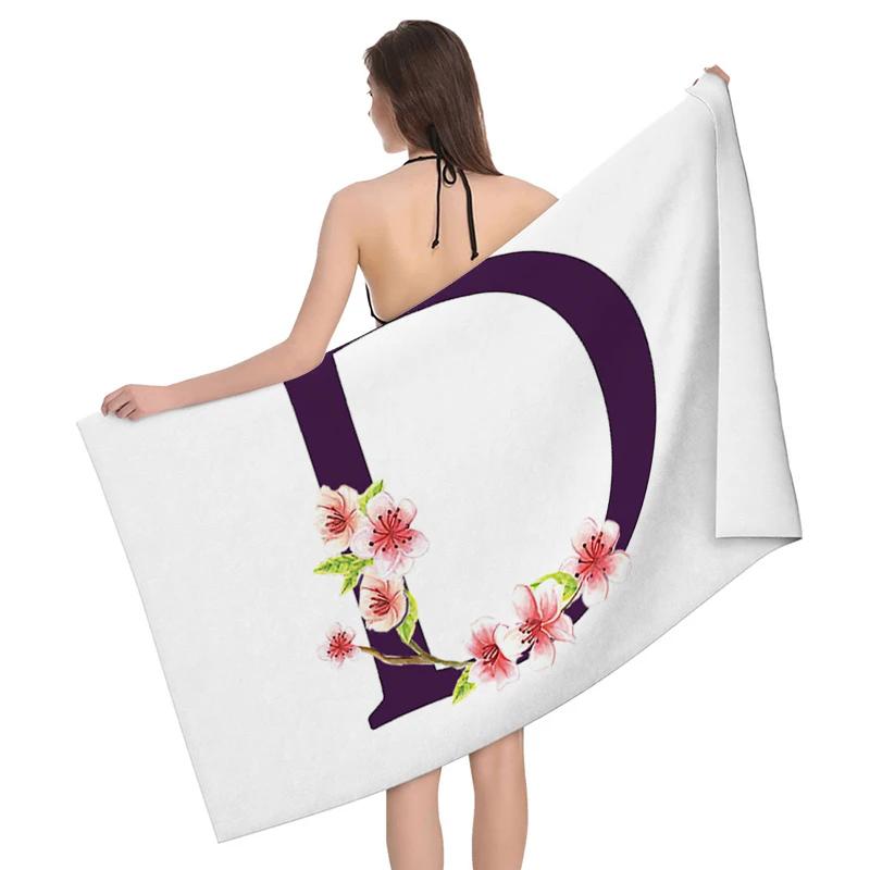 

1pc Flower wreath letter pattern Pattern Beach Towel,Ultra-Fine Fiber Beach Blanket,Highly Absorbent Bath Towel,Suitable W30*H60(CM)