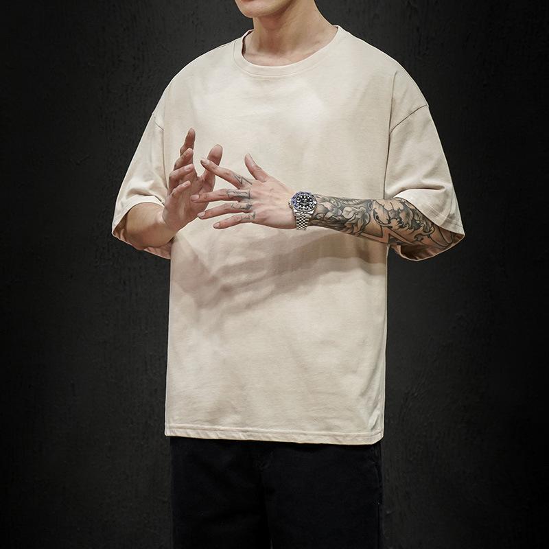 Summer Men's T Shirt Fashion Solid Oversized Hip Hop T-shirt Casual Cotton Mens Streetwear Top Tees