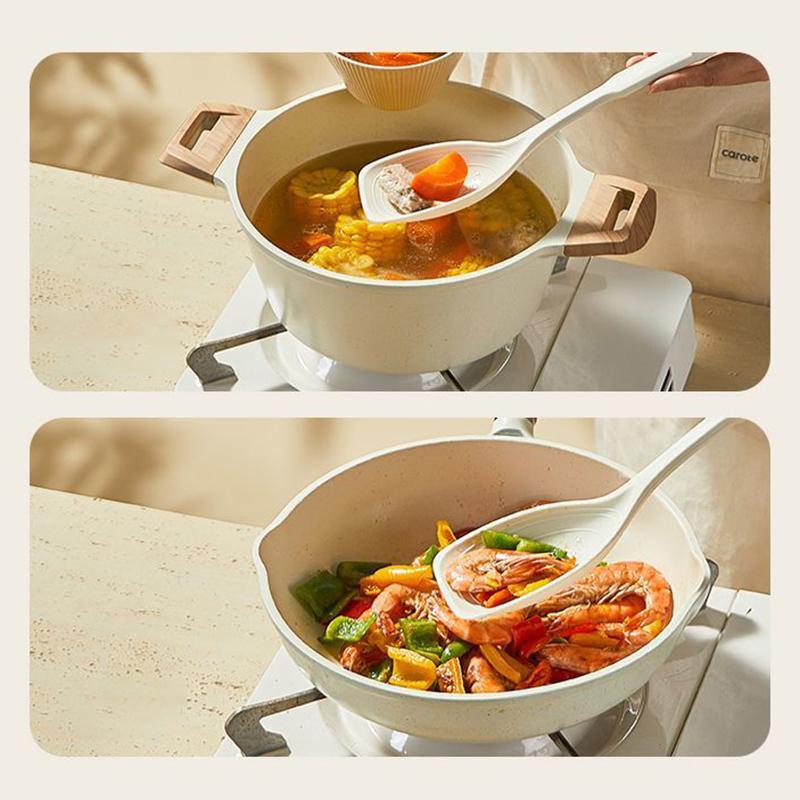 Silicone Spoon Multi-Use Hold Comfortable Non-Slip Round Handle Large Cooking Utensils Mixing Spoon Silicone Tableware Scoop