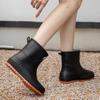 Soft-soled rain shoes women's winter fashion outer wear velvet water shoes new waterproof and non-slip rain boots medium tube kitchen rubber shoes