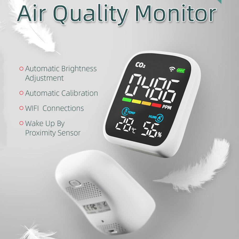 

PV28-AW Smart WIFI CO2 Detector, Portable 3-in-1 Indoor Quality Monitor, Digital CO2 Temperature Humidity Meter Monitor Carbon Dioxide Detect