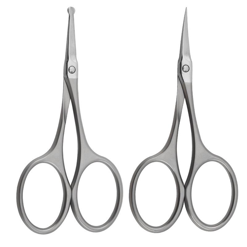 Semi-Sandblasted Beauty Trimming Scissors Set: Eyebrow, Nose Hair, Pointed & Rounded Scissors for Makeup and Household Use.