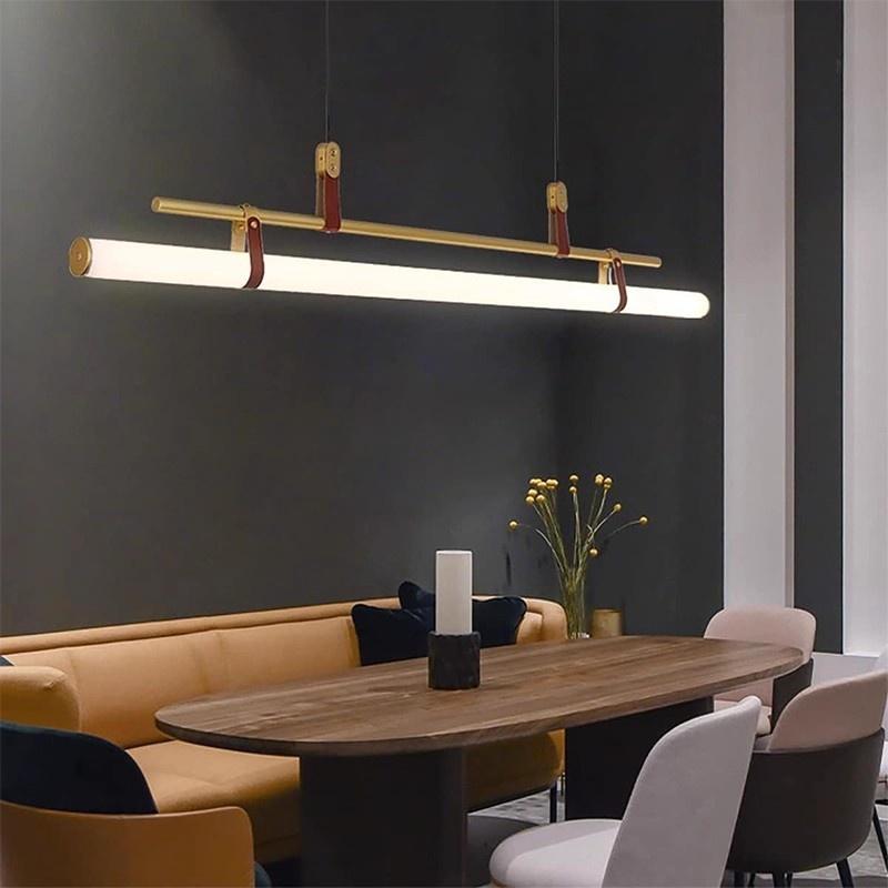 Minimalist Dining room Study Room Office Desk lighting Coffee Table Kitchen island Long Strip LED Ceiling Pendant Lamp