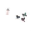 Cherub Bird Resin Figurine Sculpture Indoor Desk Decor Wooden Flying Art Wall Hanging Garden Study