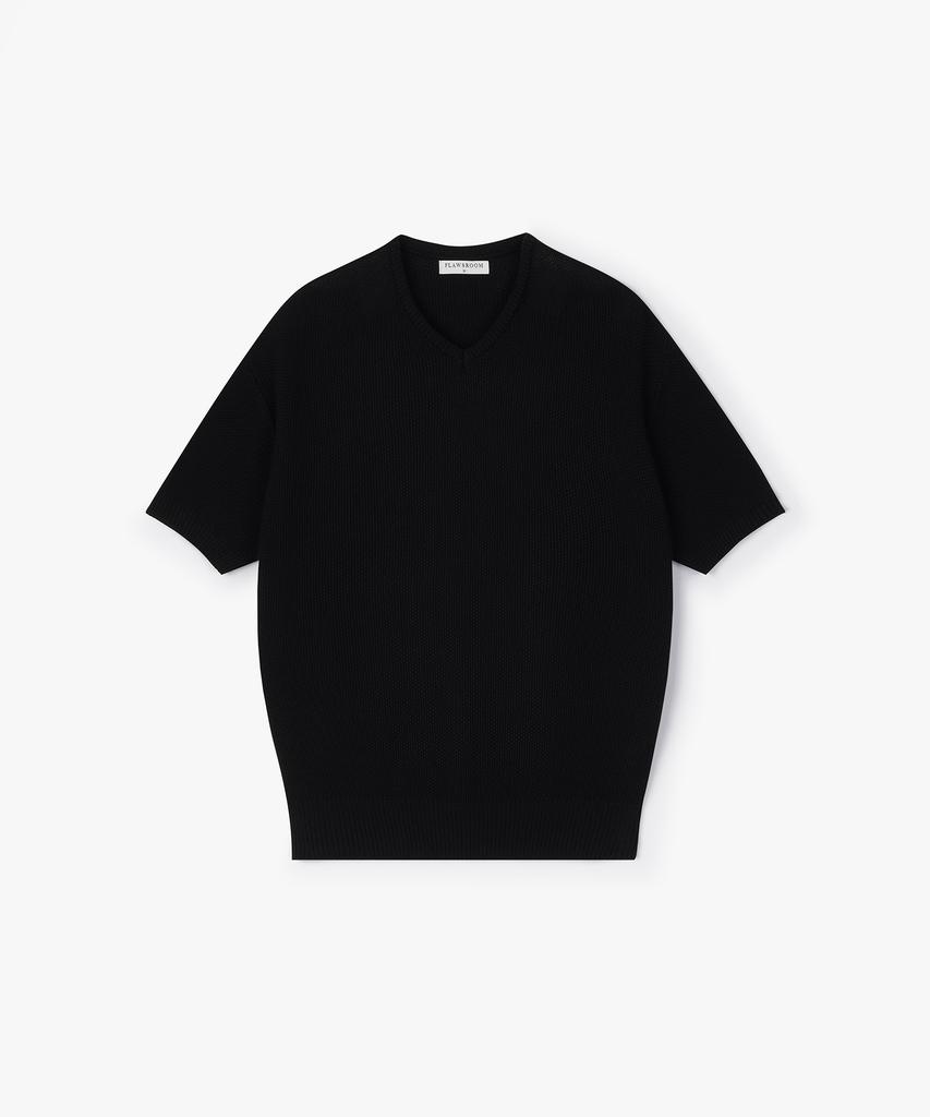 Peullojeulum Light V Neck Cotton Knit Black