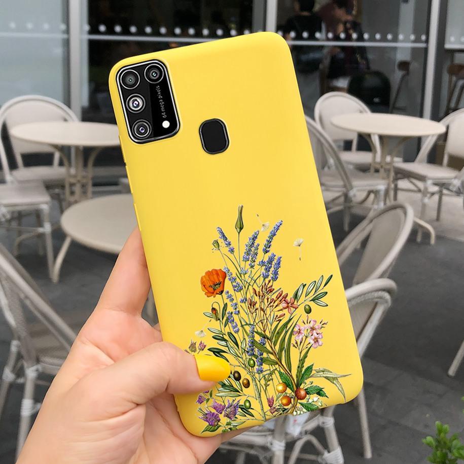 Silikonový kryt Pro Samsung M31 M 31 Obal Čerstvá květina Pírko Nárazuvzdorný kryt telefonu Pro Samsung Galaxy M31s M31 s M315 M317 Etui