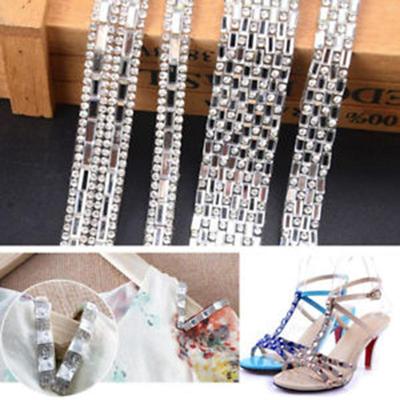 Silver Rhinestone Ribbon Beaded Applique for Stunning Bridal Accessories