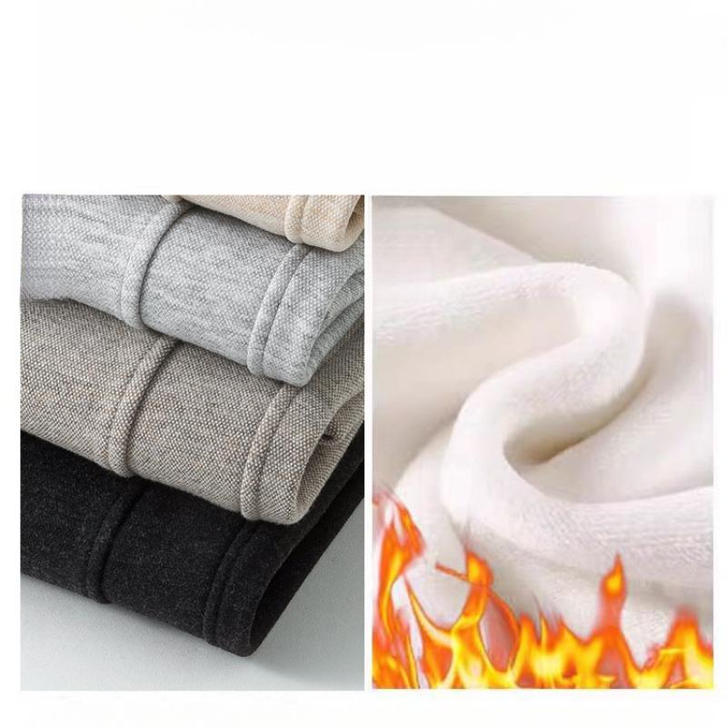 Fleecegefütterte Übergröße Kunstwolle Weitbeinige Hose Herbst Winter Neu Schlitzhose Gerade Schmale Version Leicht Ausgestellt Bananenhose für Damen