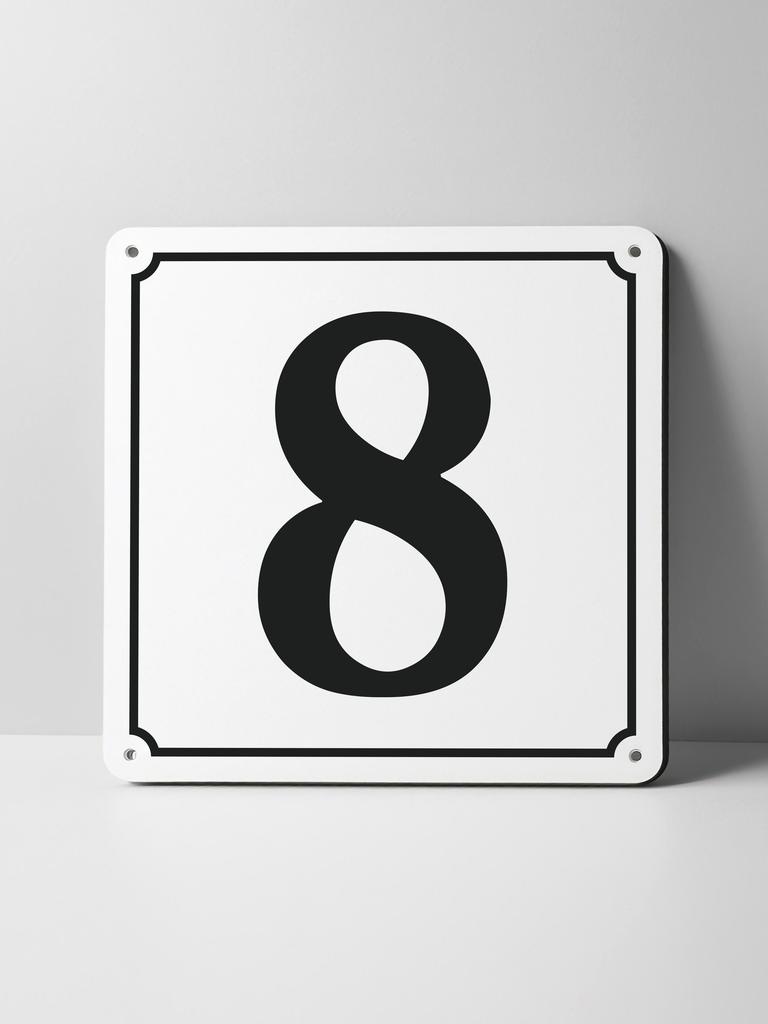 Metal Sign Black House Number On White Background Outdoor Wall Art Decor
