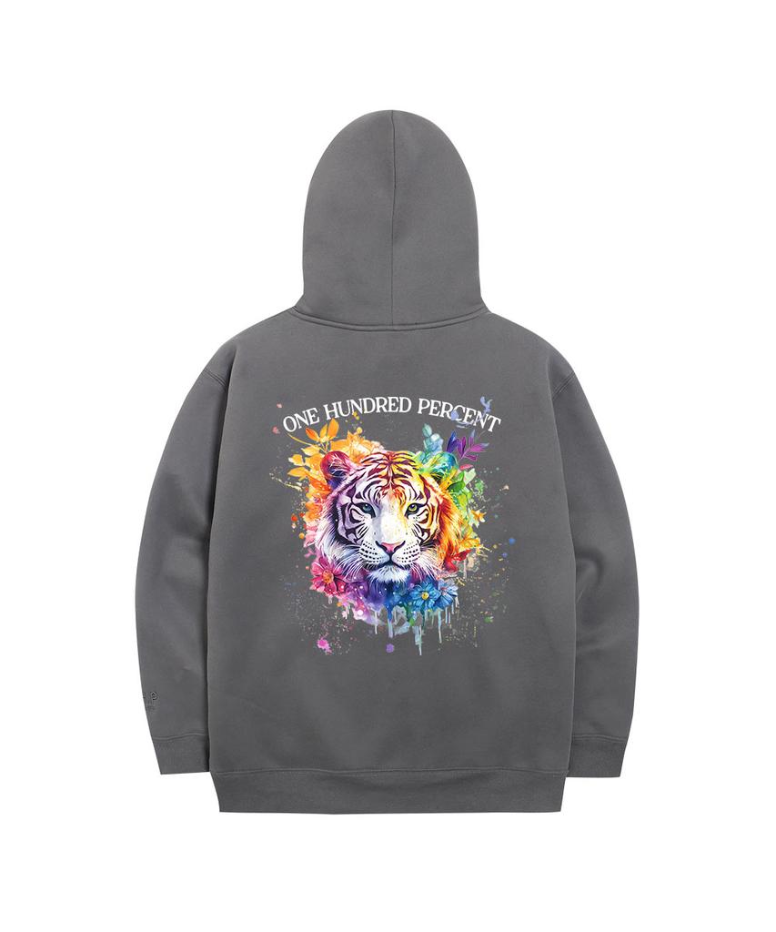Ohpxharmonia B Colorful Tiger Fleece-Lined Hoodie