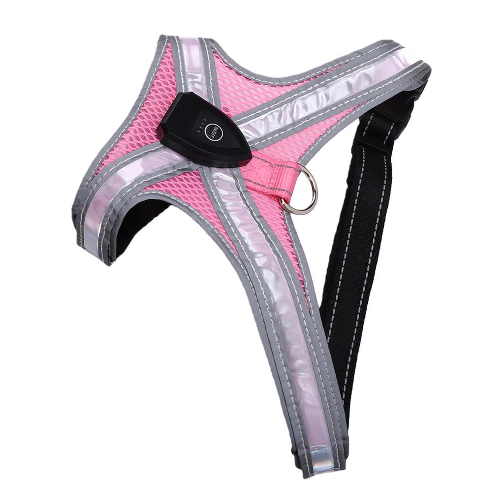 LED Illuminated Dog Harness Light Up Vest for Pet Dog Night Walking USB Rechargeable Adjustable Lightweight Red