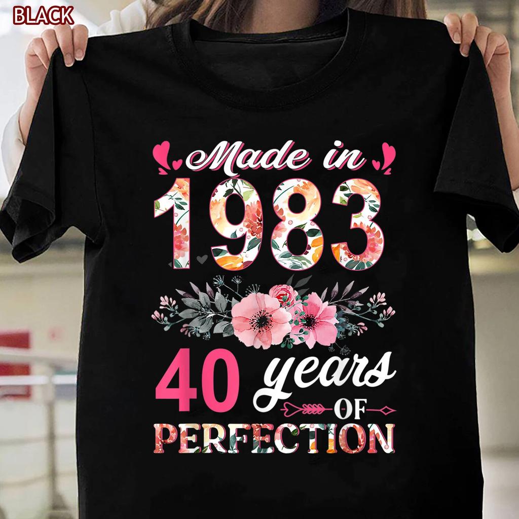 Made In 1983 Floral 40 Year Old 40th Birthday Special Gifts Women T-shirt