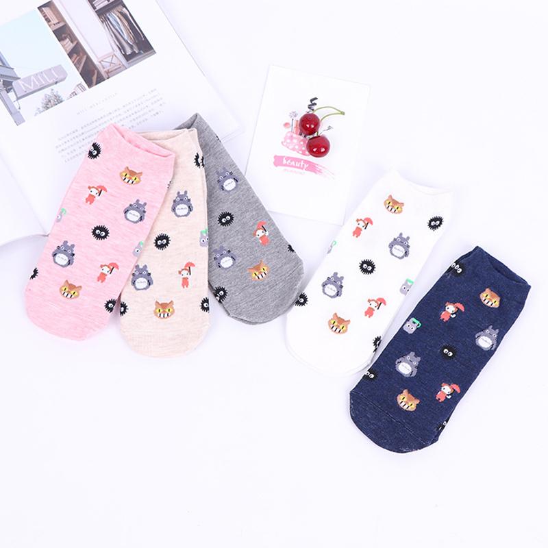 5 Pairs Anime Cartoon Socks Cosplay Cute Animal Invisible Boat Socks Anime Pattern Ladies Socks