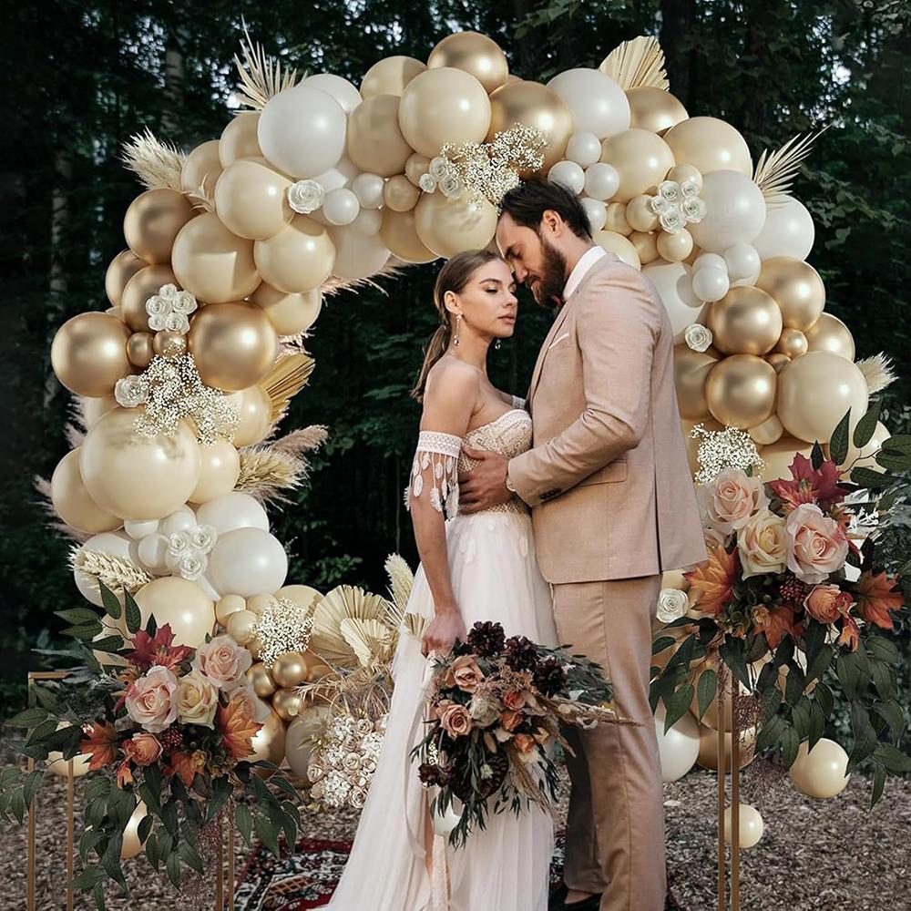 Nude White Balloons Kit Arch Gold Balloon Garland  Wedding Anniversary Bridal Shower Baby Shower Gender Reveal Decoration Globos