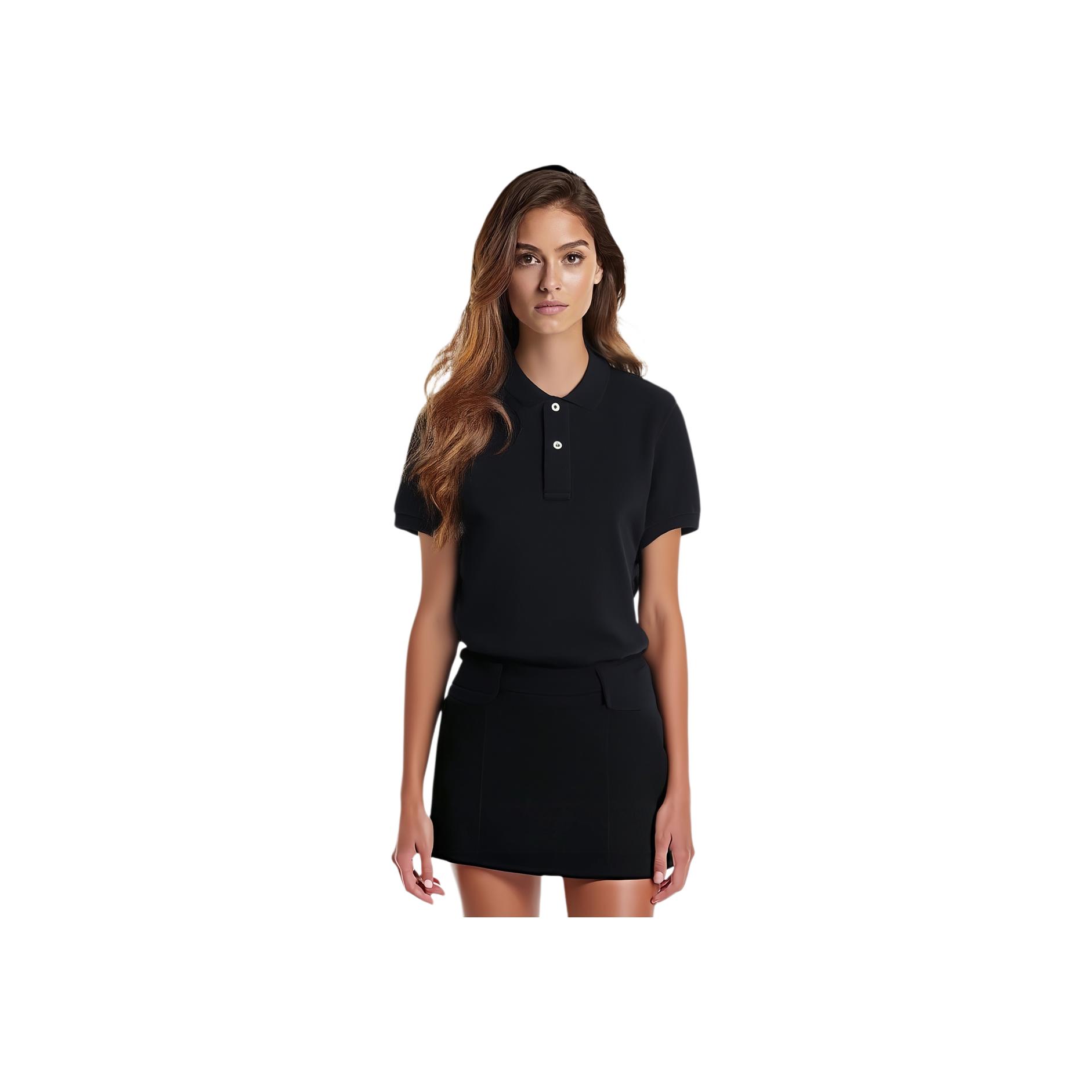 

Polo Ralph Lauren Solid Color Straight Fit Casual Short Sleeve Polo Shirt Women tops Black 211536220-001 S