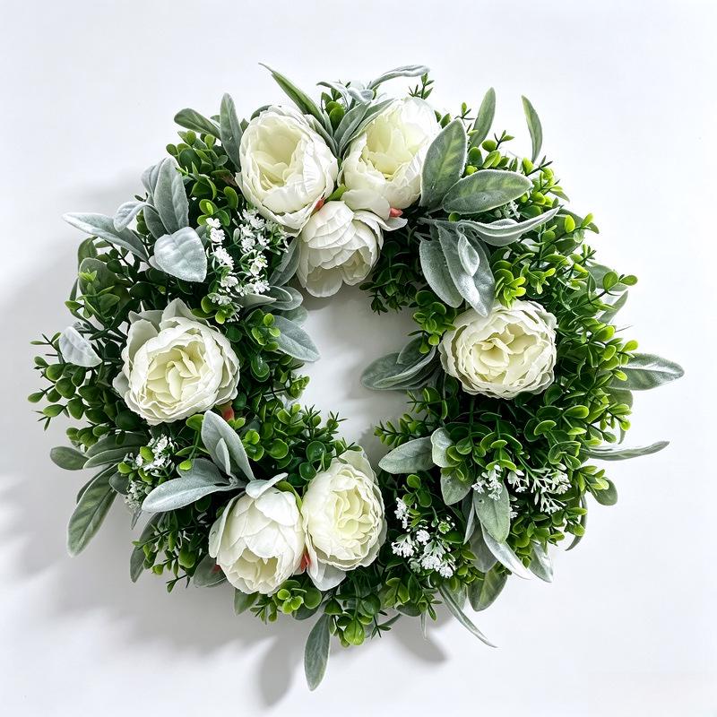 Spring Faux Peony & Eucalyptus Wreath for Home, Front Door, Kitchen, Living Room, Bedroom & Outdoor Decor