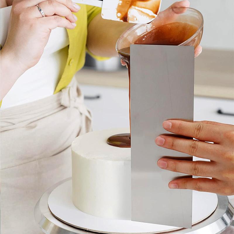 Stainless Steel Cake Scraper - Large Double Sided Patterned Stripe Edge Smoother Scraper Metal Pastry Cutter
