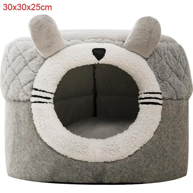 Cat Pet Bed Cave Warm Tent Soft Indoor Enclosed Covered Cavern House For Cats Kittens Small Pets With Removable Cushion Pad