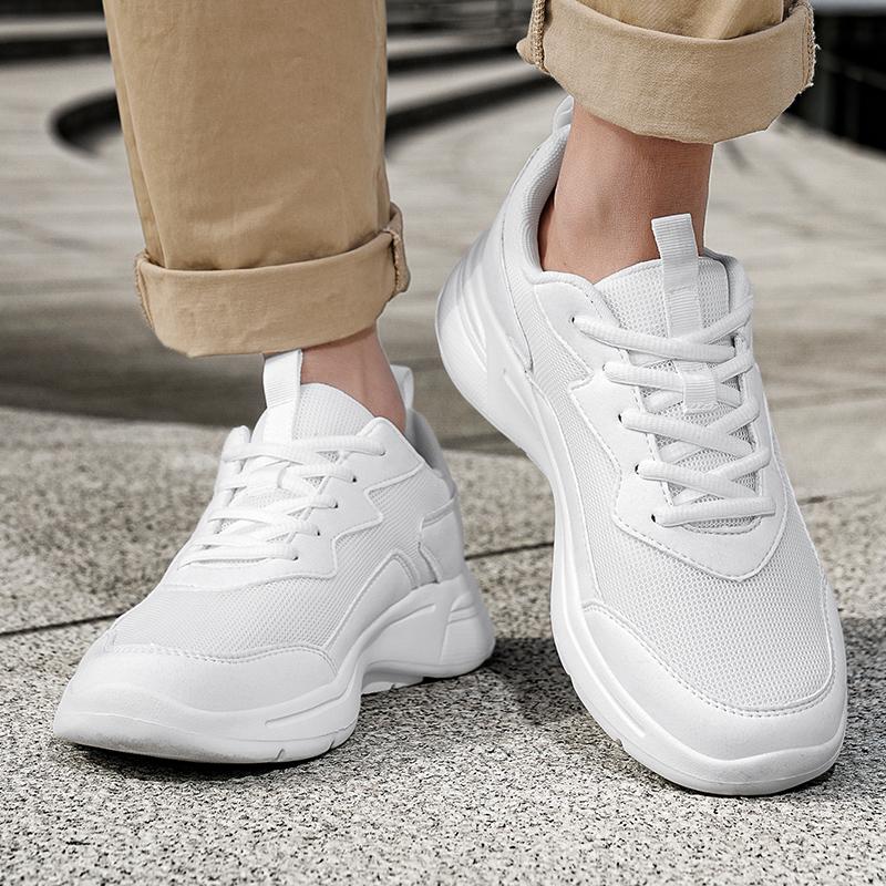 Fashion Men's Large Size Breathable Mesh Sports Shoes Lightweight Summer Fashion Sneakers Pure Color Trendy Walking Casual Footwear