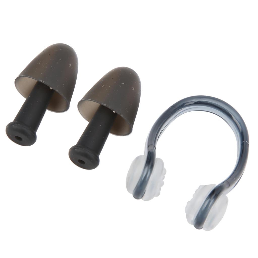 Soft Silicone PC Swimming Ear Plugs Nose Clip Set for Waterproof Surfing Diving SportsBlack