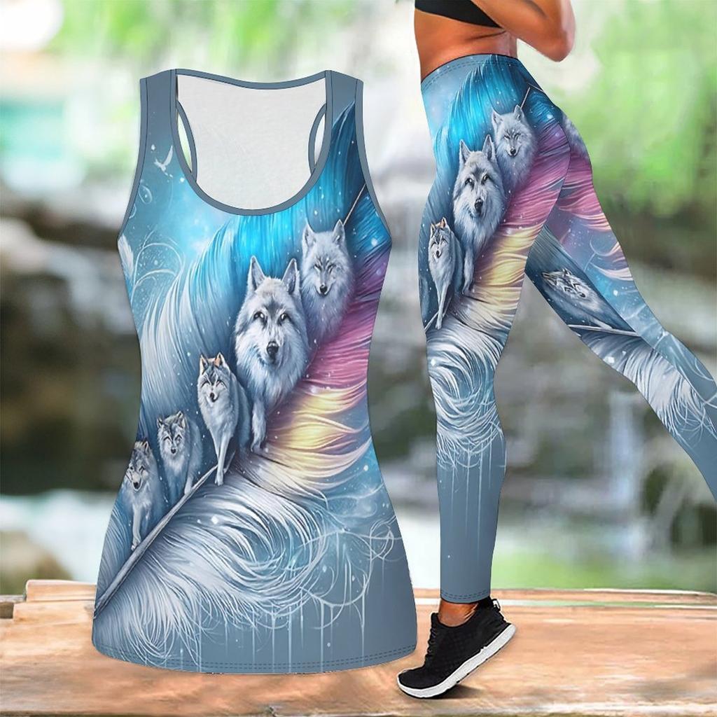 Animal Pattern Print Yoga Outfit for Women Fashion Workout Leggings Fitness Sports Casual Yoga Set Sports Suit