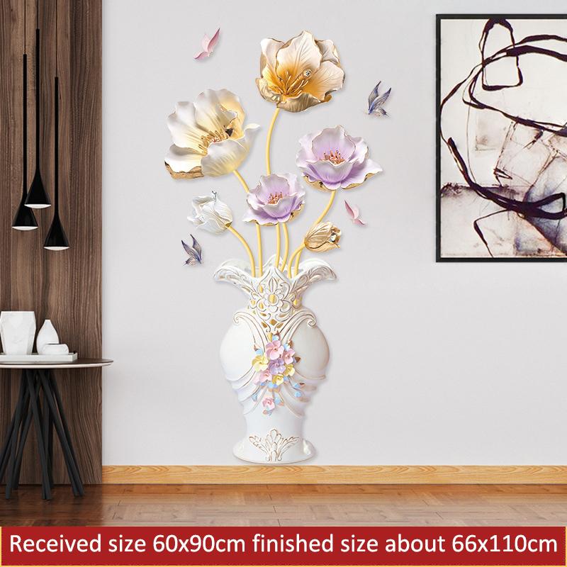 

Настенная наклейка в китайском стиле с вазой с пионами для спальни, гостиной, самоклеящаяся виниловая наклейка, съемный декор для фона телевизора, украшение для дома as pic