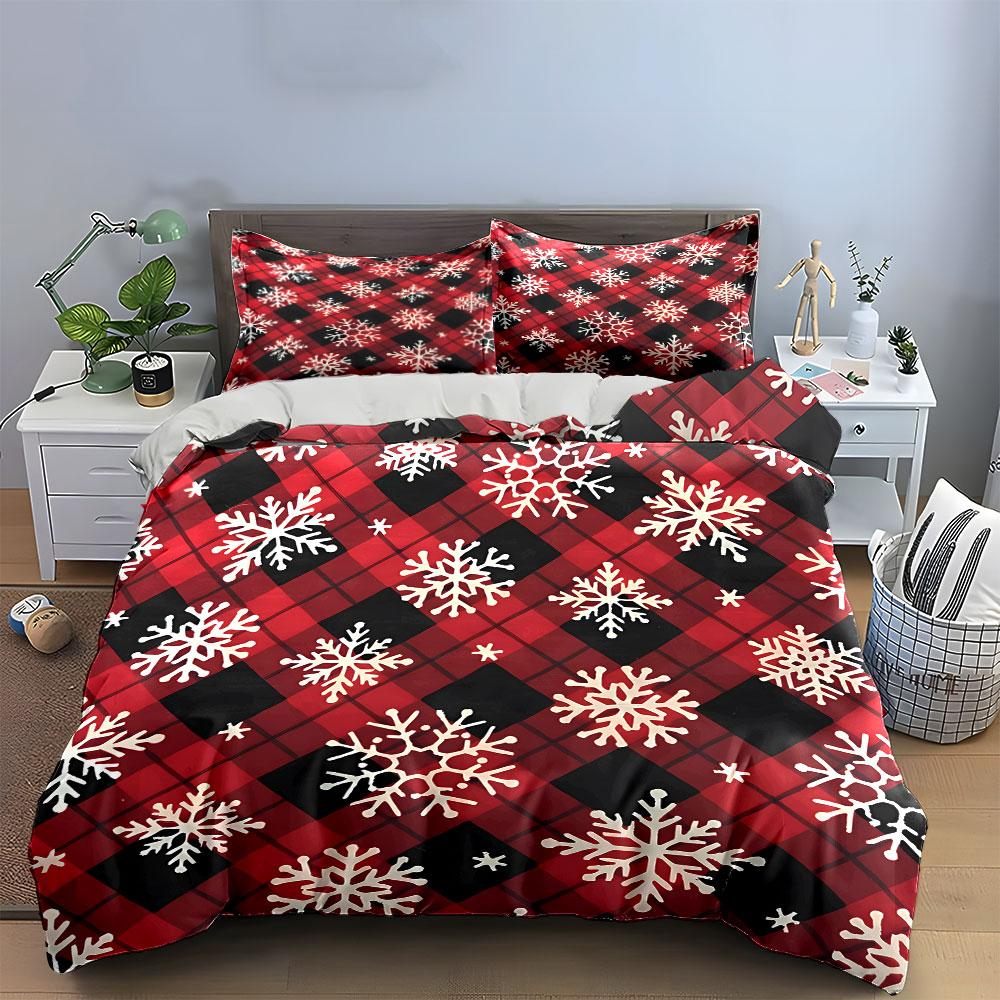 Plaid Snowflake Winter Gift Set Kid'S And Adults' Bedroom Decor, Exquisite Three-Piece Bedding Set Gift