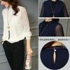 MEME XTRA Chiffon Long Stand Openwork Solid Winter Women's Blouse, Sleeve, Collar, Pullover, See-Through Sleeves, Design, Ruffles, Formal, Office,