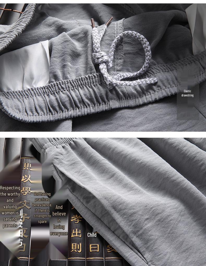 Men's Spring/Summer Tang Suit - Chinese Style Grandpa Shirt for Middle-Aged & Elderly, Thin Hanfu Dad Set