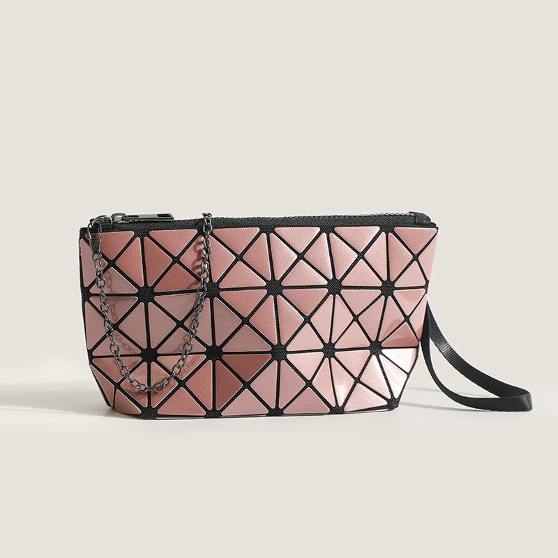 The Same Style of Japanese Geometric Splicing Diamond Folding Women's Bag New Style  One Shoulder Oblique Cross Chain Small Square Bag Handbag