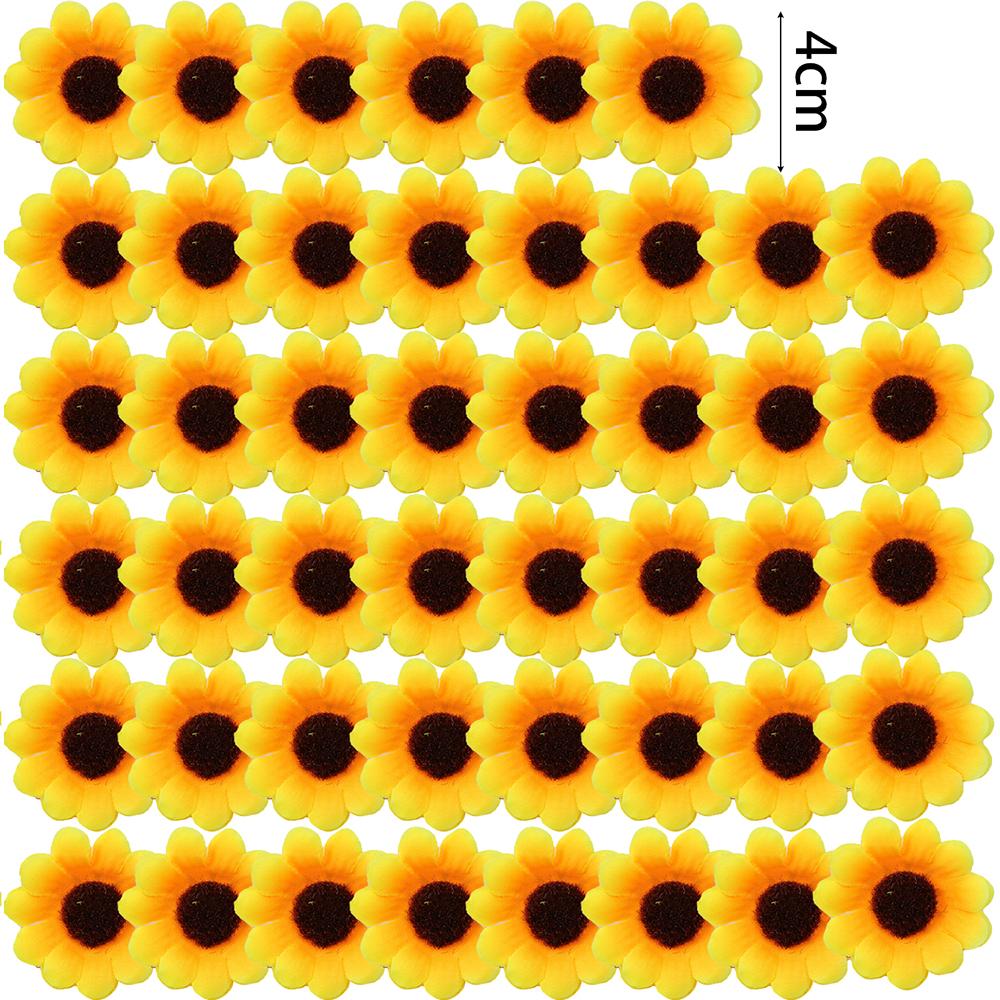 

30-150Pcs Yellow Artificial Flower Heads Craft Floral Embellishments Wreaths Wedding Artificial Sunflower Flowers Decoration 30PCS