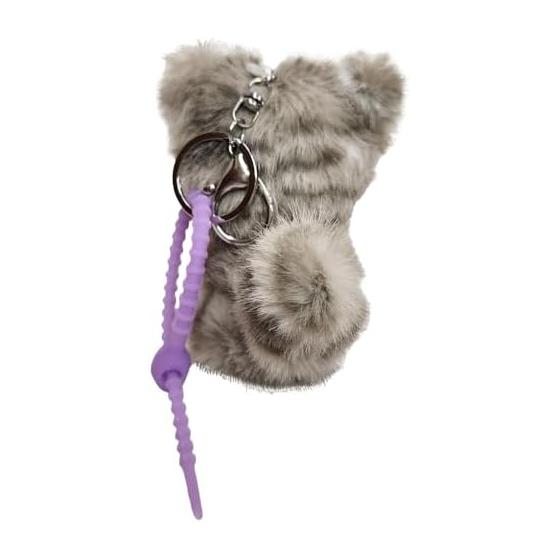 BESTEVER Fluffy Furries Plush Keychain Bag Charm - Gray Tabby Cat