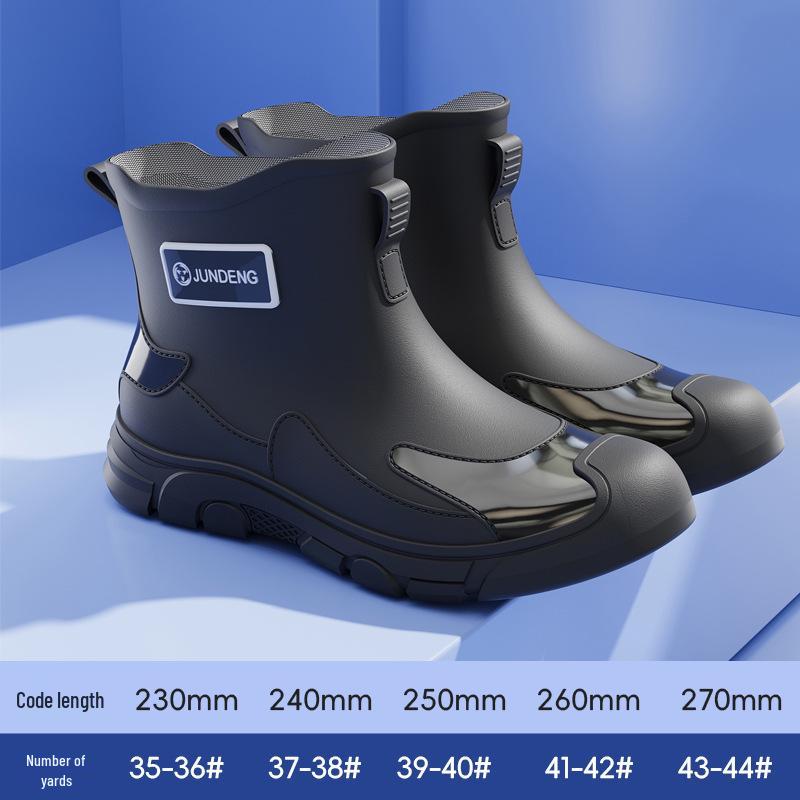 

Cross-Border Fashion Men s Short Rain Boots - Trendy, Cool, Warm Rubber Wading Shoes for Outdoors Size 43-44