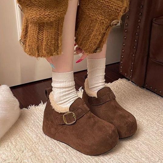 Autumn and winter new popular comfortable velvet Birkenstock cotton shoes women's fashion versatile warm women's cotton shoes