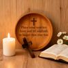 Tigela de Oração de Madeira Rústica de Fazenda Artesanal Versículos da Bíblia Tigela da Fé Redonda Decorativa Tigela da Bênção das Escrituras Presente Religioso Cristão