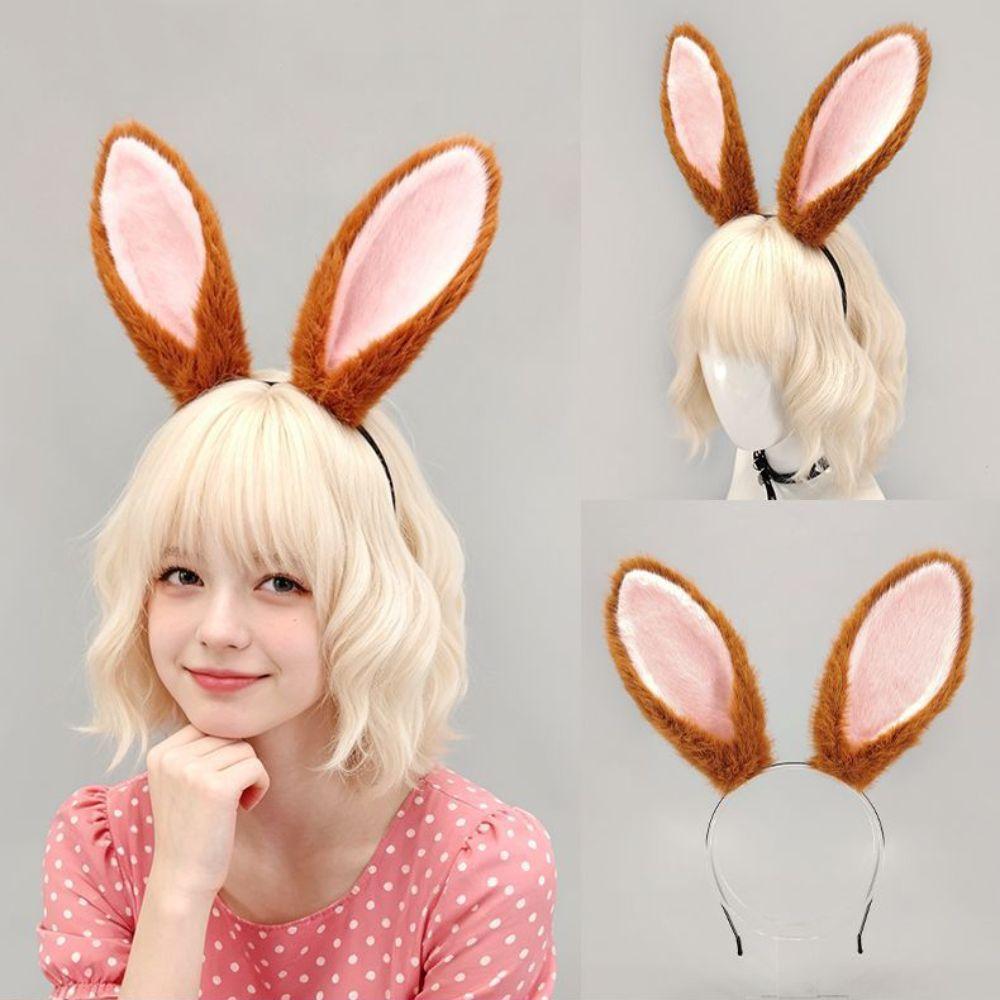 Animal Ear Long Rabbit Ears Headband Cute Decorative Headband Plush Bunny Ear Hair Hoop  Daily Wear