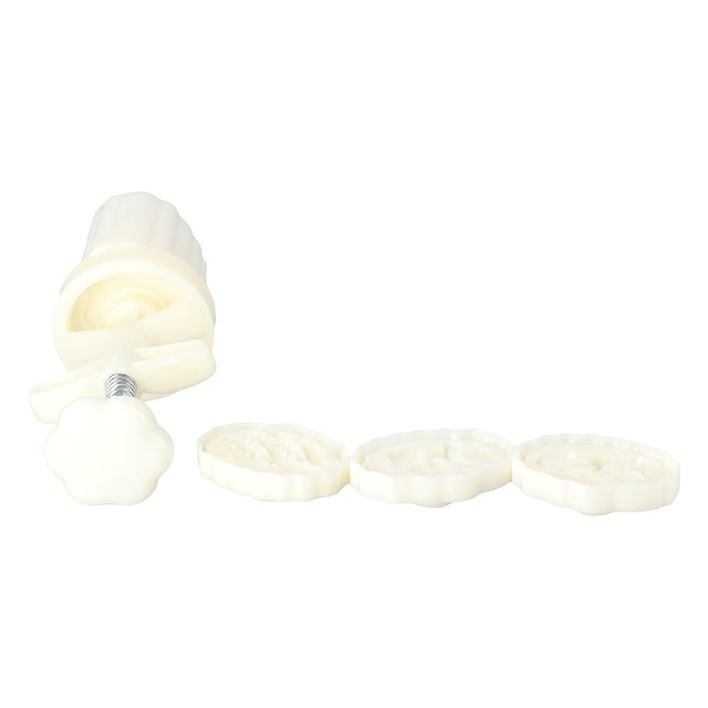 Hand Pressed Lilies of The Valley Mooncake Mold White Embossed Stamp Mold Green Bean Cake