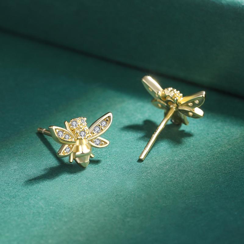Creative Bee Shape S925 Silver Earring for Women's High-quality Zircon Earrings Jewelry Anniversary Gift Sterling Silver Jewelry