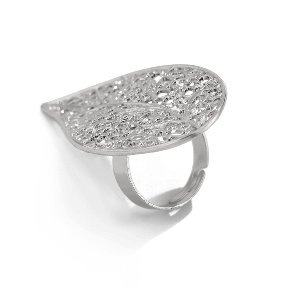 DIEZI Korean Leaves Flower Hollow Geometric Knuckle Rings For Women Fashion Gold Silver Color Metal Joint Ring Gift Jewelry