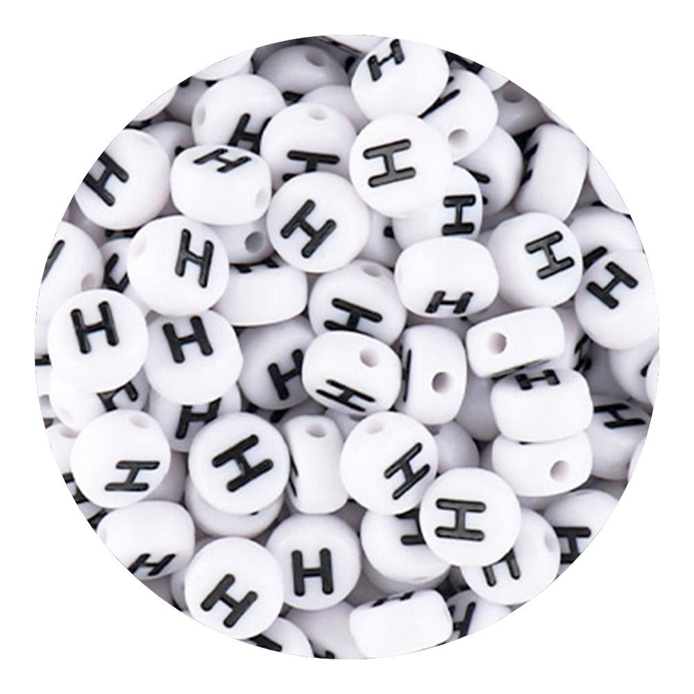 50/100/200pcs/Lot 7x4mm White A-Z Round Alphabet Acrylic Letters Beads Loose Spacer For Jewelry Making DIY Bracelet Accessories