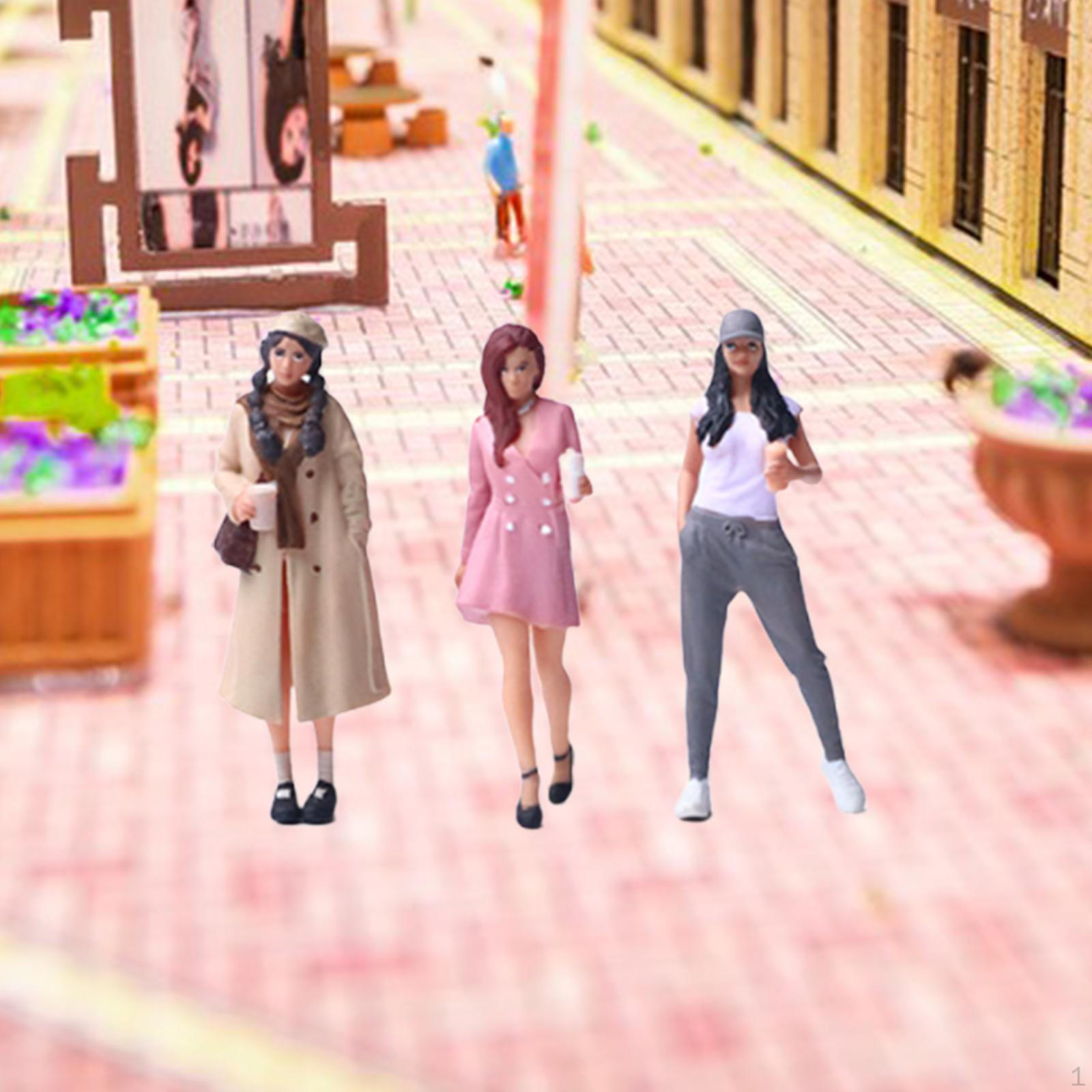 

3x 1:64 Girls Miniature Figures Mini People Figurines Collections Tiny Scene Models for