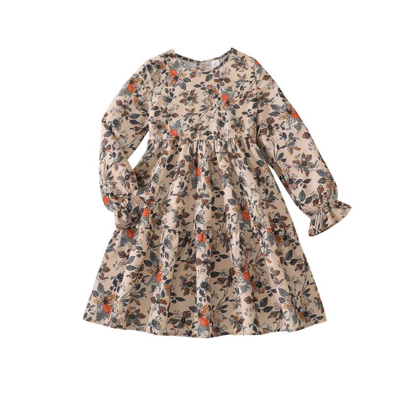 2025 Autumn/Winter European & American Girls' Long-sleeve Casual Princess Dress - Elegant & Printed