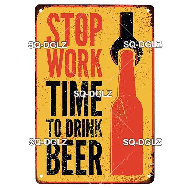 SQDGLZ Vintage Beer Tin Sign  Retro Metal Poster for Bar Wine Cocktail Kitchen Wall Decor  Classic Metal Plaque  Wall Sticker