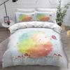 Printed Flower Hedgehog Duvet Cover Set Super Soft Comfortable 100% Polyester Bedding Set Cute Cartoon Kids Bed Linens Girl Boy
