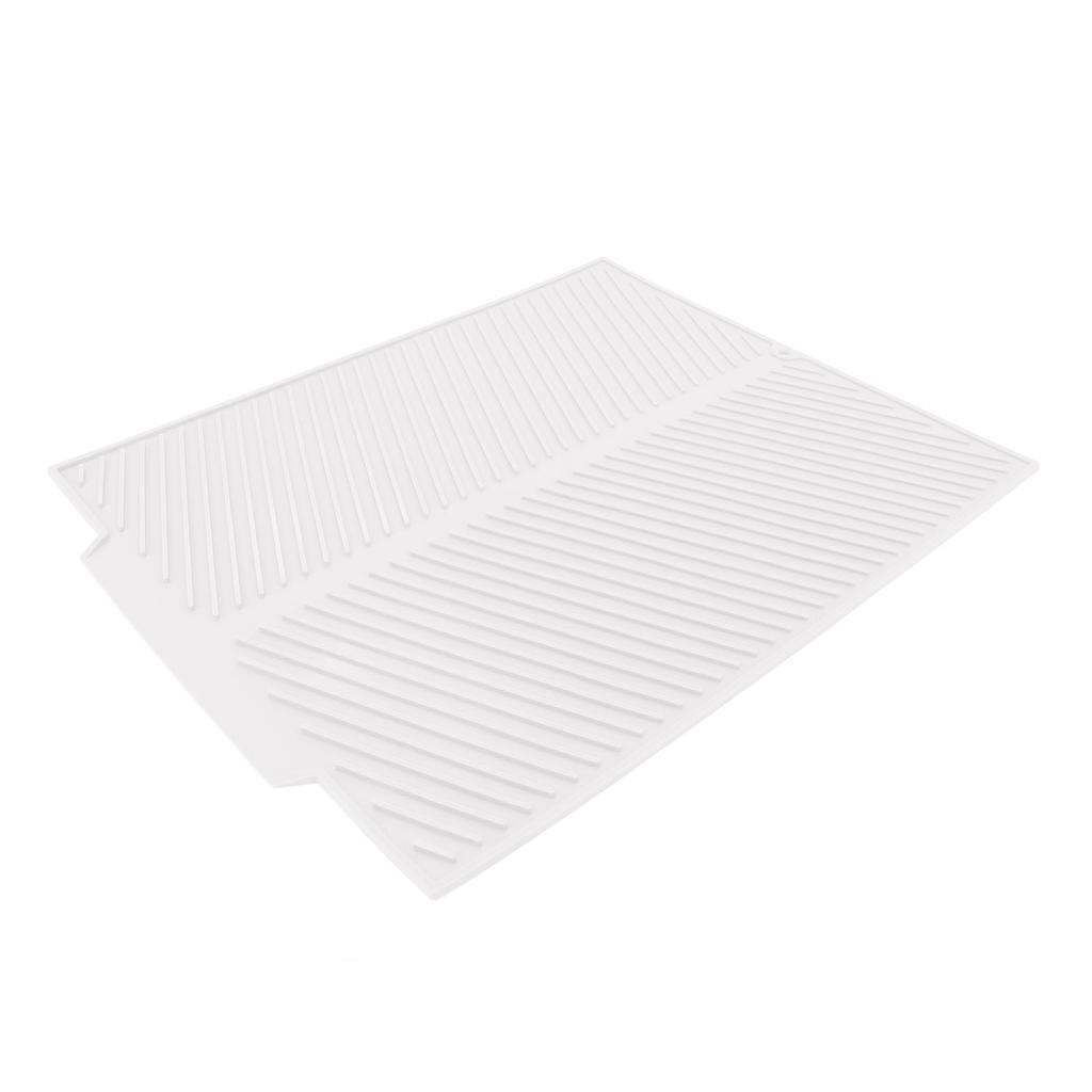 Silicone Dish Drying Mat 485x405mm Heat Resistant Non Slip Kitchen Counter Drain Pad for Home White