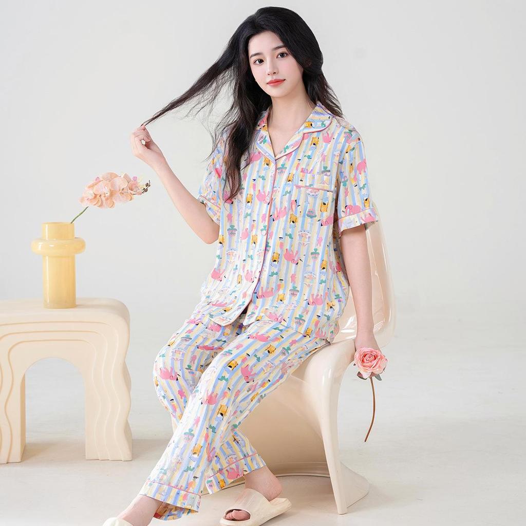 Women's Summer Short-Sleeve Pajama Set: Cute, Loose, Sweet, Three-Piece Homewear for 2026