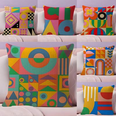 Geometric Patterns Luxury Cushion Cover Natural Linen Pillow Case DoubleSided Print Decorative Sofa Pillowcase Home Decor Gift