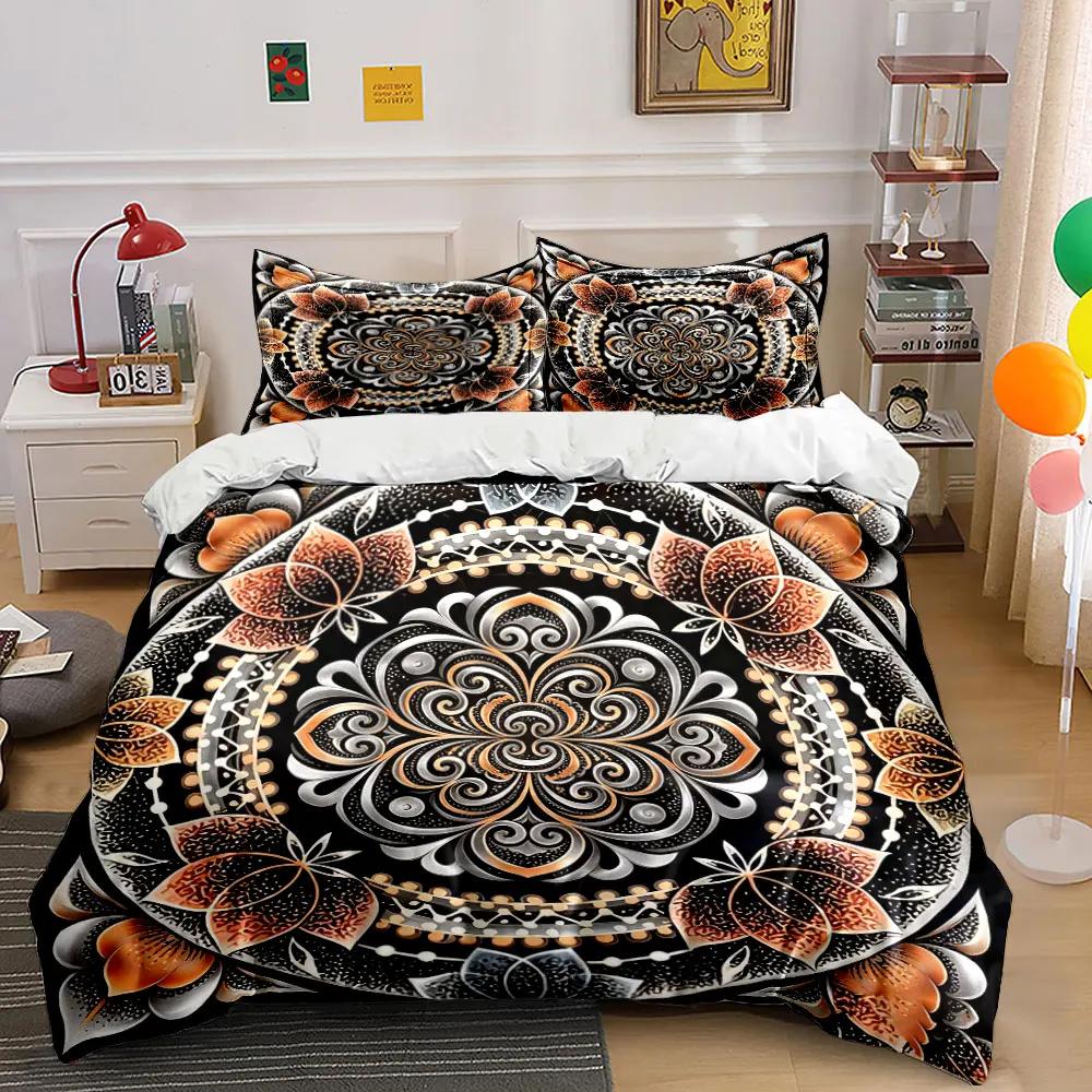 Floral Mandala Three-Piece Set Decor Soft Comfortable Duvet Cover Bedding Set Included 1*Duvet Cover & 2*Pillowcases gift