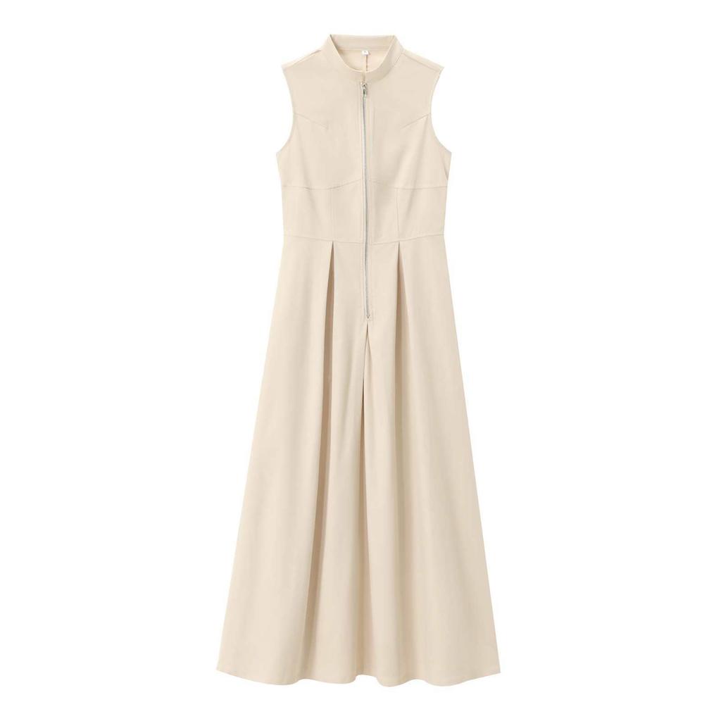Sleeveless Elegant Commuting Round Neck French Midi Waist-Cinching Dress New Spring Women Fashion Clothes