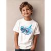 Boys Crew Neck Short Sleeve T-Shirt with Cartoon Airplane Print